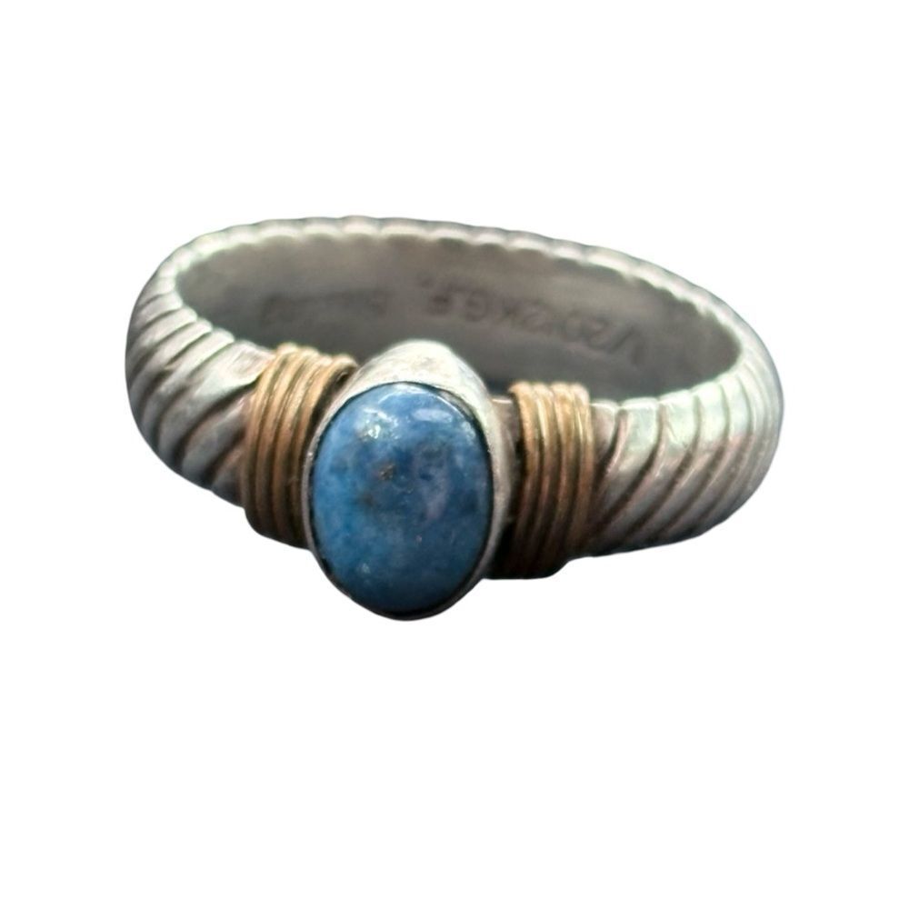 Vintage Sterling 12K Blue Kyanite Twisted Rope Ring size 8 - Picture 12 of 13